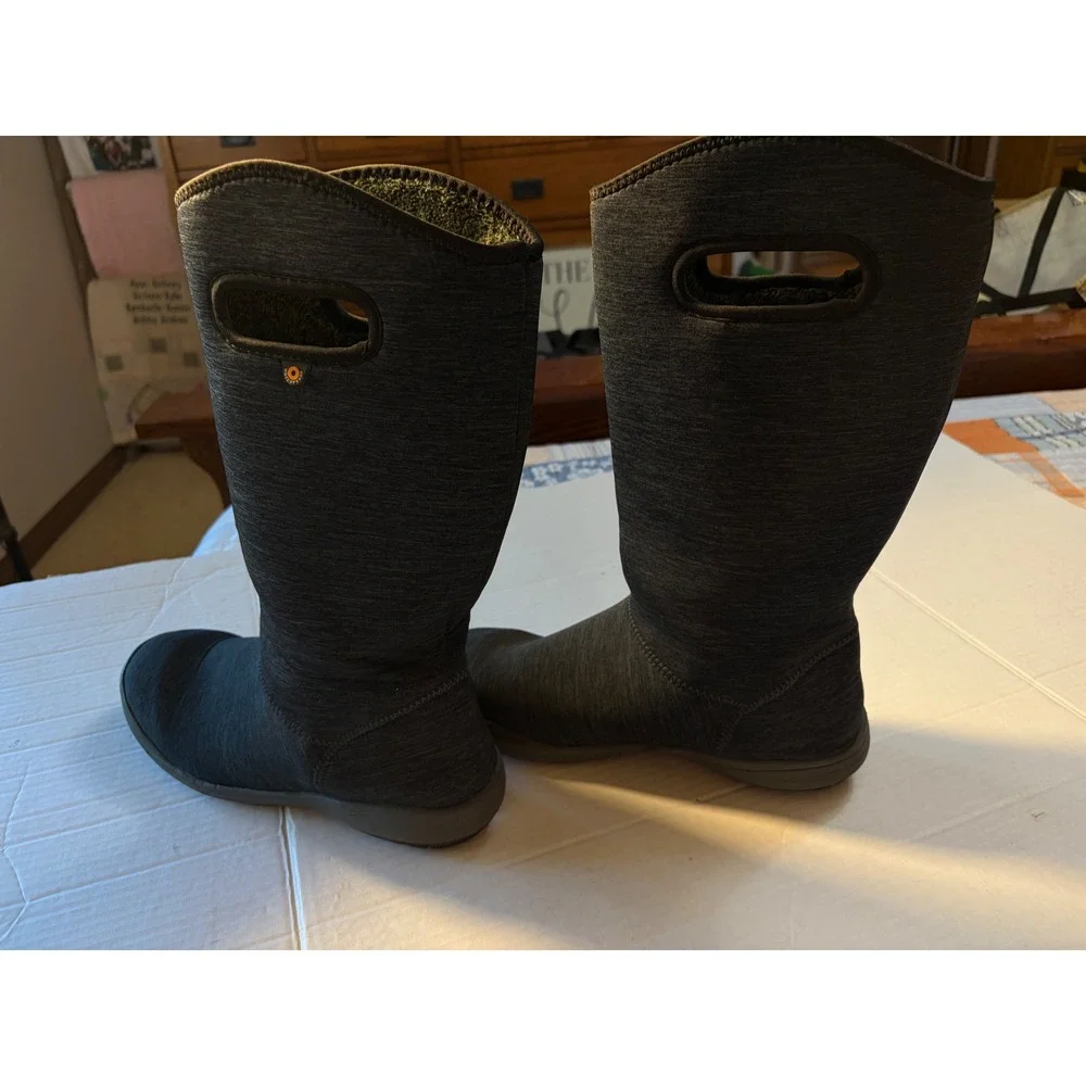 Bogs Charlie Tall Black Melange Waterproof Winter Boots Womens 9 72416-009